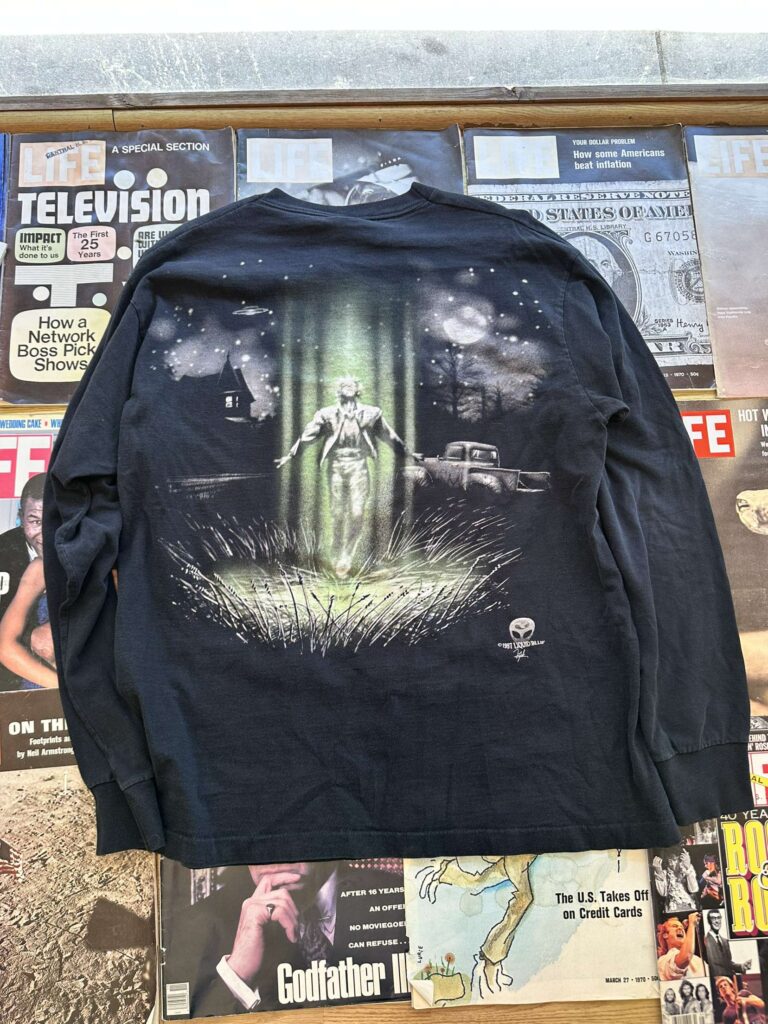 90s Liquid Blue Alien double-sided long sleeve graphic t-shirt